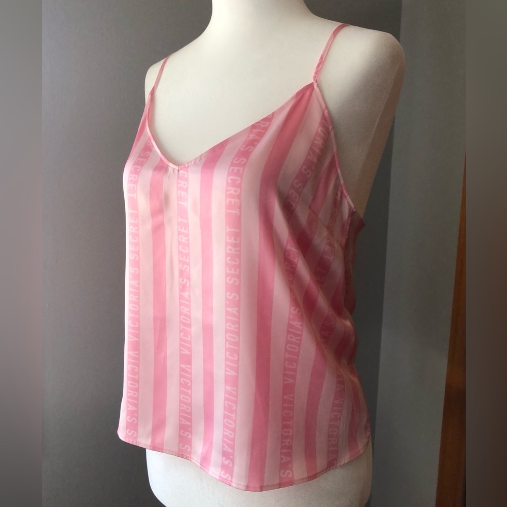 NWOT Victoria’s Secret Satin Signature Pink Stripe Cami Tank Top S